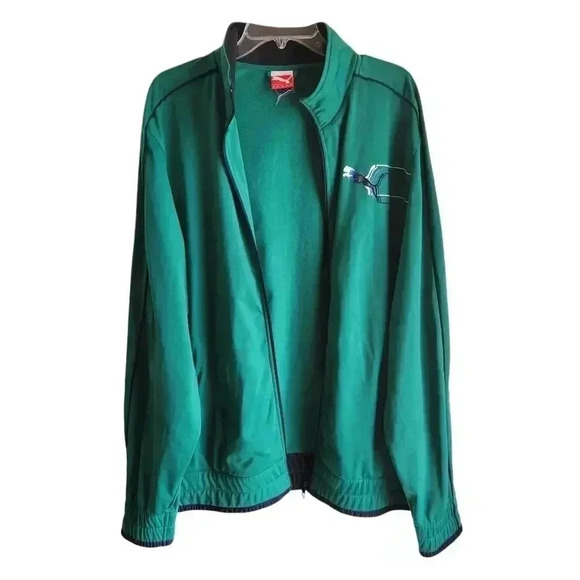 Puma Men’s XXL Green Navy Track Jacket Full Zip - Picture 6 of 13